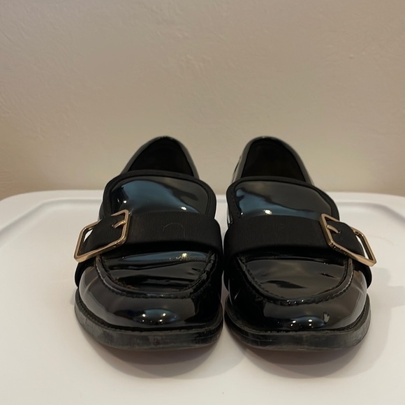 Zara Trafaluc Black Gold Buckle Slip On Loafers - Picture 1 of 8